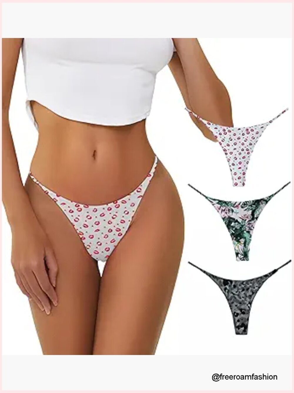 5-Pack Cotton Thong Panties Low Rise T-Back G-String Underwear Women